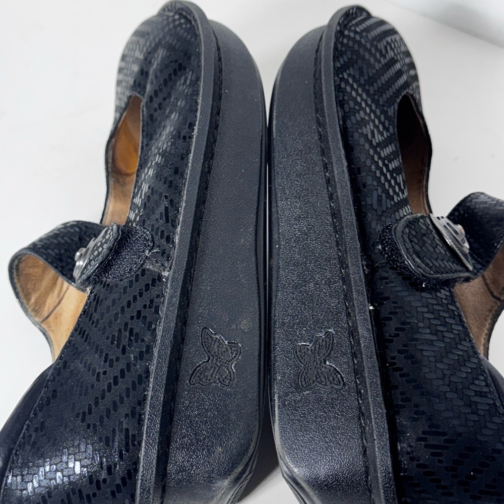 Alegria Paloma Leather Mary Jane Clogs Womens 8/8.5 EU 38 Black Hook and Loop - Picture 9 of 9